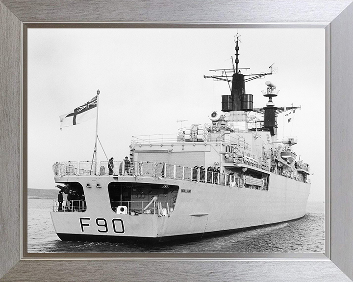 HMS Brilliant (F90) Royal Navy Type 22 Frigate Low Starboard Quarter View Photo Print Wall Art Decor Posters, Prints, & Visual Artwork Hampshire Prints 10 x 8 Silver Frame No