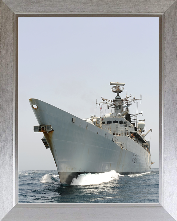 HMS Cumberland (F85) Royal Navy Type 22 Frigate Low Port Bow View Photo Print Wall Art Decor Posters, Prints, & Visual Artwork Hampshire Prints 10 x 8 Silver Frame No