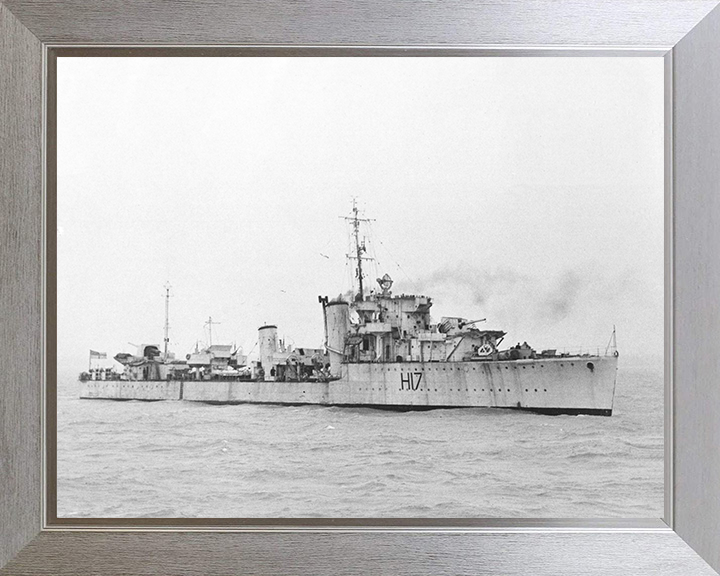 HMS Escapade (H17) - At Sea 1944 - Royal Navy E Class Destroyer Photo Print Wall Art Naval Decor UK Posters, Prints, & Visual Artwork Hampshire Prints 10 x 8 Silver Frame No