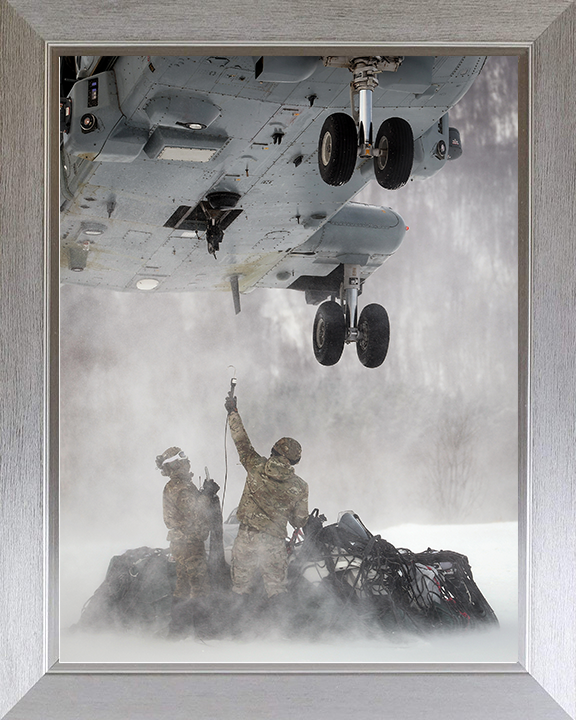 Royal Marine Commandos Attach an Underslung Load Photo Print 45 Commando Marines Wall Art Military Decor Posters, Prints, & Visual Artwork Hampshire Prints 10 x 8 Silver Frame No