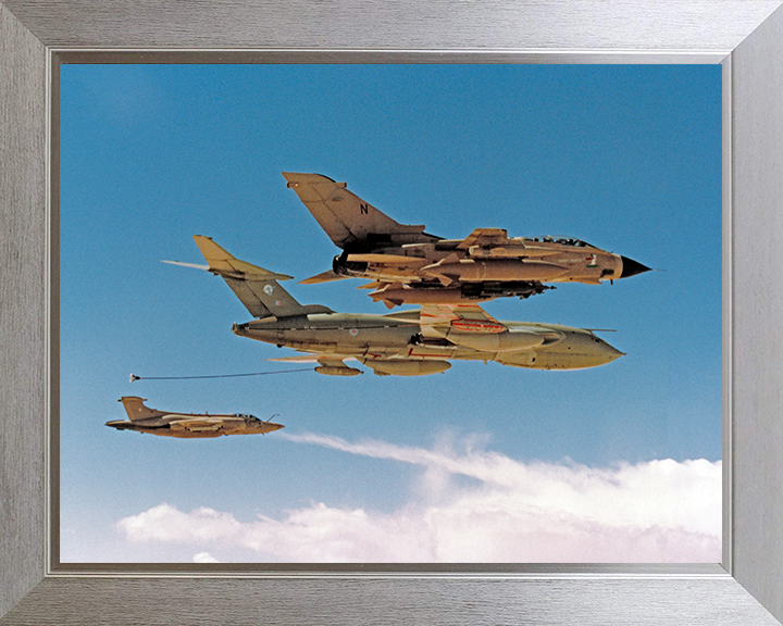 Tornado GR1 and Buccaneer S2 Refuelling Photo Print - Royal Air Force Aircraft Hampshire Prints 10 x 8 Silver Frame No