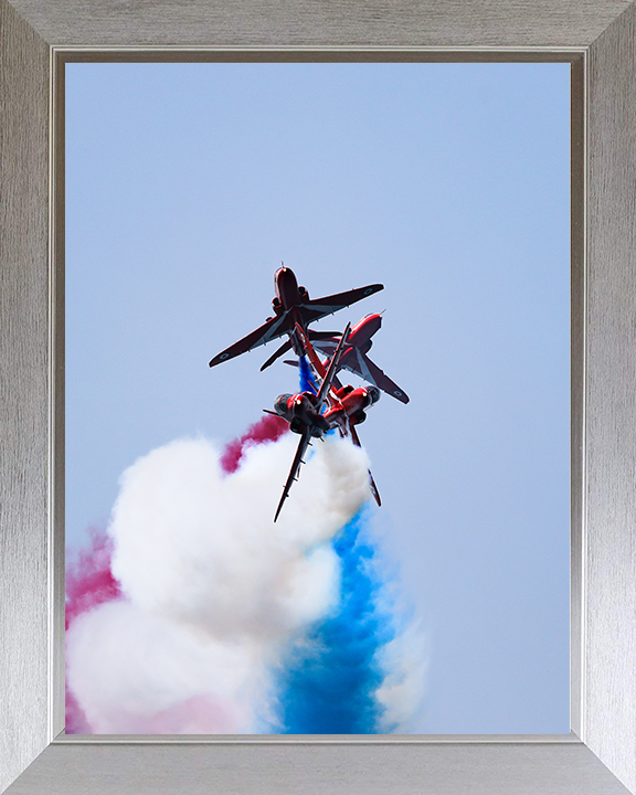 RAF Red Arrows Breaking Formation Photo Print - Royal Air Force Aircraft Hampshire Prints 10 x 8 Silver Frame No