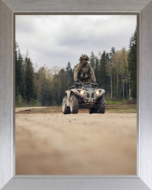 1 Mercian Soldier Riding a Quad bike Photo Print - British Army Hampshire Prints 10 x 8 Silver Frame No