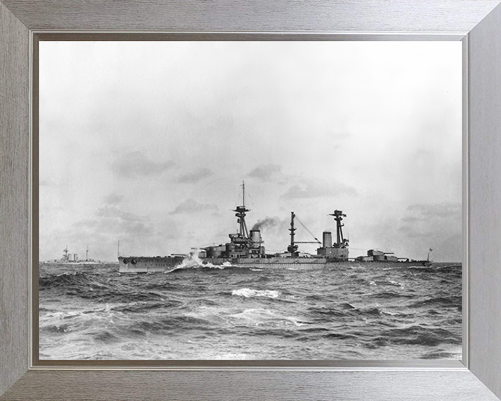 HMS Agincourt (1913) Photo Print - Port Side View - Royal Navy Dreadnought Battleship Hampshire Prints 10 x 8 Silver Frame No