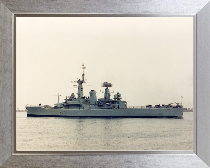 HMS Apollo (F70) Royal Navy Leander Class Frigate Leaving Harbour Photo Print Wall Art Decor Posters, Prints, & Visual Artwork Hampshire Prints 10 x 8 Silver Frame No