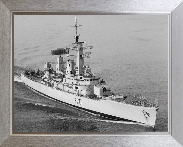 HMS Apollo (F70) Royal Navy Leander Class Frigate High Starboard Bow View Photo Print Wall Art Decor Posters, Prints, & Visual Artwork Hampshire Prints 10 x 8 Silver Frame No