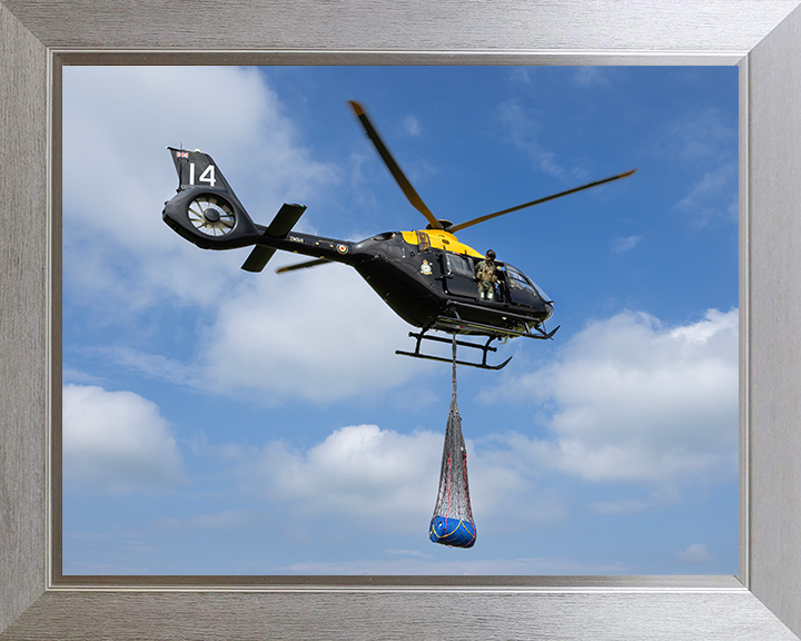 RAF Juno HT1 Helicopter Underslung Load Training Photo Print - Royal Air Force Aircraft Hampshire Prints 10 x 8 Silver Frame No
