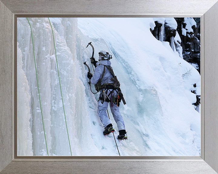 Royal Marine Commando Ice Climbing in Norway Photo Print 30 Commando Marines Wall Art Military Decor UK Posters, Prints, & Visual Artwork Hampshire Prints 10 x 8 Silver Frame No
