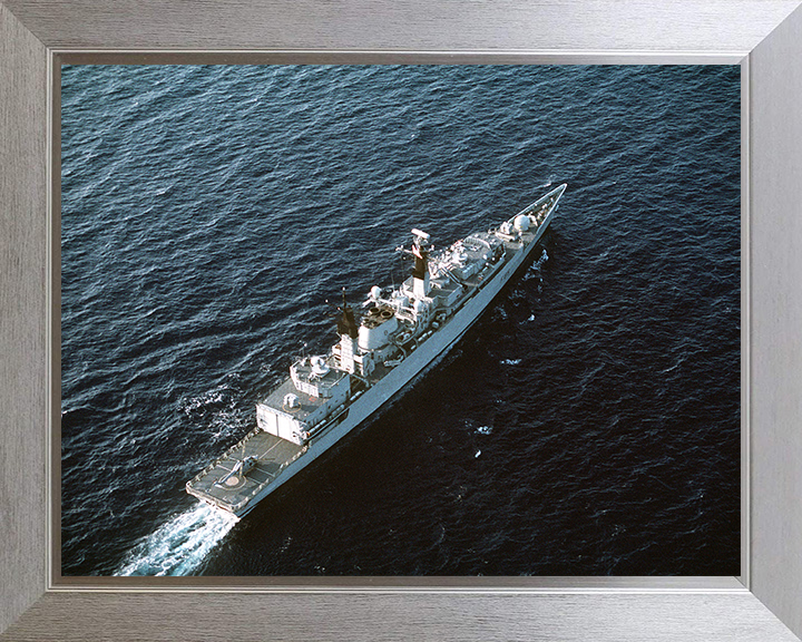 HMS Cumberland (F85) Photo Print - At Sea 1991 - Royal Navy Type 22 Frigate Hampshire Prints 10 x 8 Silver Frame No