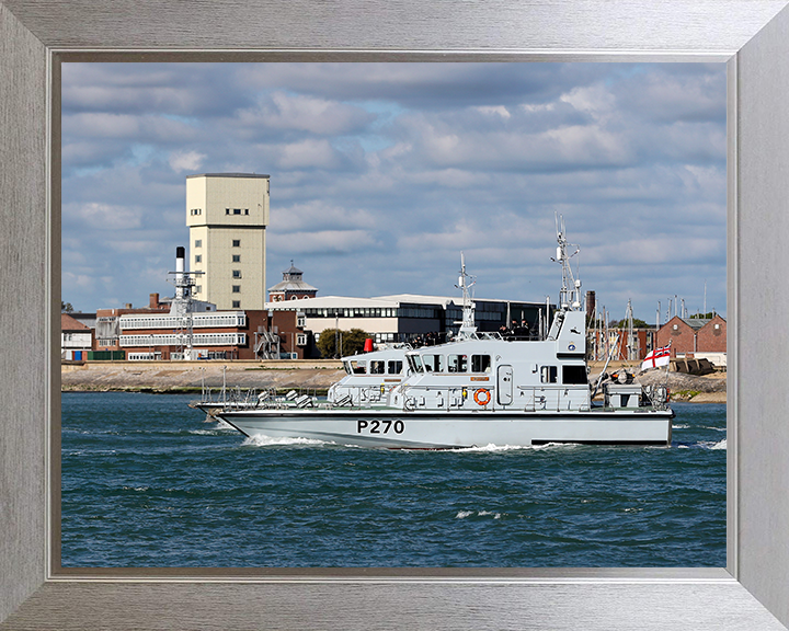 HMS Biter (P270) Photo Print - Leaving Portsmouth 2017 - Royal Navy Archer Class P2000 Patrol Vessel Posters, Prints, & Visual Artwork Hampshire Prints 10 x 8 Silver Frame No