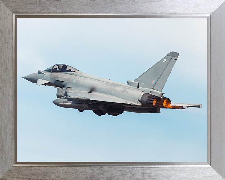 RAF Typhoon after takeoff Photo Print - Royal Air Force Aircraft Hampshire Prints 10 x 8 Silver Frame No