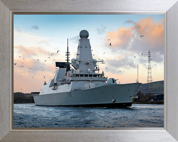 HMS Defender (D36) Photo Print - Glasgow 2013 - Royal Navy Type 45 Destroyer Hampshire Prints 10 x 8 Silver Frame No