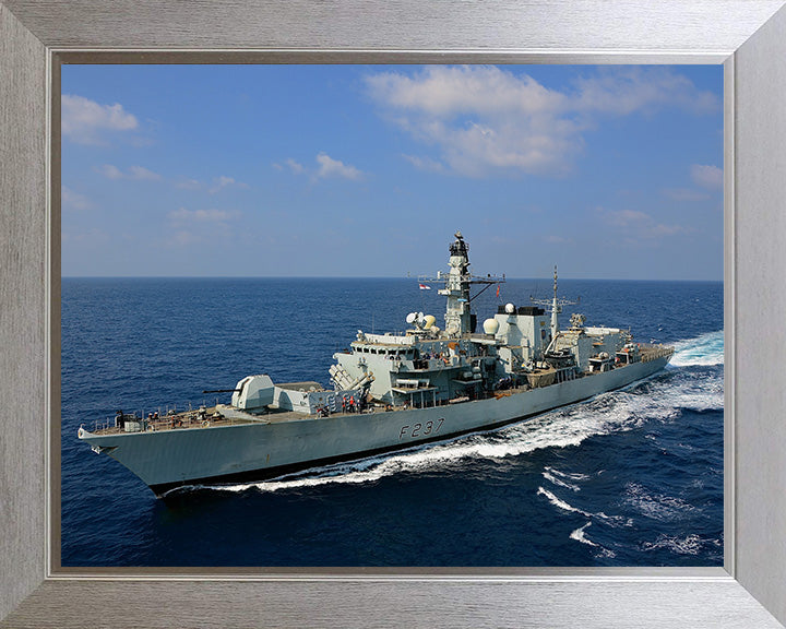 HMS Westminster (F237) Photo Print - Underway High Port Bow View - Royal Navy Type 23 Frigate Hampshire Prints 10 x 8 Silver Frame No