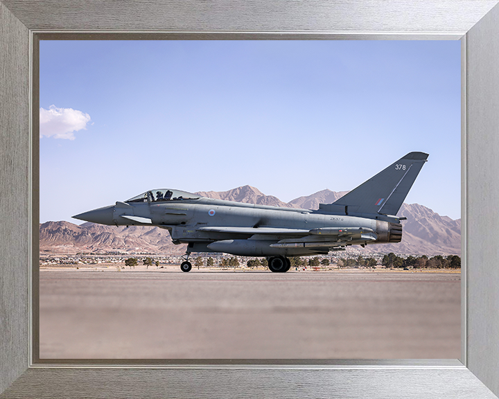 RAF 6 Squadron Typhoon on a Runway Photo Print - Royal Air Force Aircraft Hampshire Prints 10 x 8 Silver Frame No