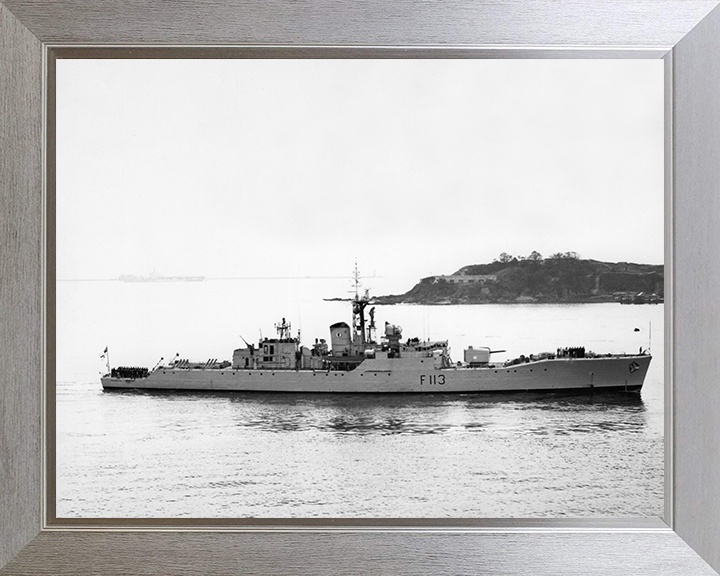 HMS Falmouth (F113) Photo Print - Entering Harbour 1962 - Royal Navy Rothesay Class Frigate Posters, Prints, & Visual Artwork Hampshire Prints 10 x 8 Silver Frame No