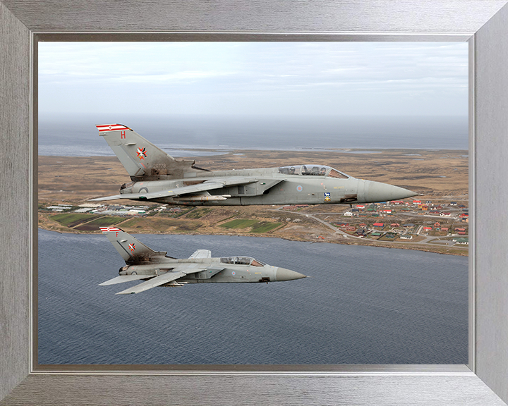 RAF Tornado F3s Over the Falklands 2007 Photo Print - Royal Air Force Aircraft Posters, Prints, & Visual Artwork Hampshire Prints 10 x 8 Silver Frame No