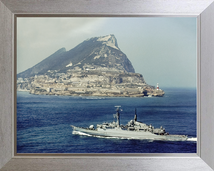 HMS Arrow (F173) Royal Navy Type 21 Frigate Off Gibraltar Photo Print Wall Art Decor Posters, Prints, & Visual Artwork Hampshire Prints 10 x 8 Silver Frame No