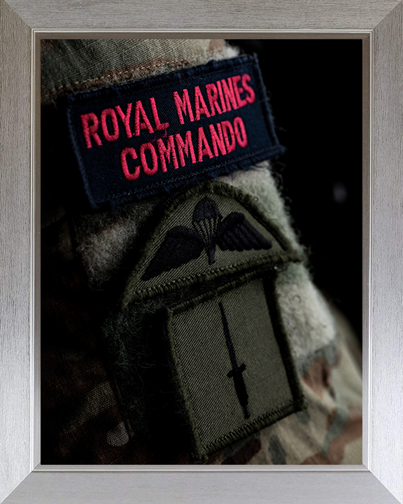 Royal Marines Commando Uniform Patches Closeup Photo Print Hampshire Prints 10 x 8 Silver Frame No