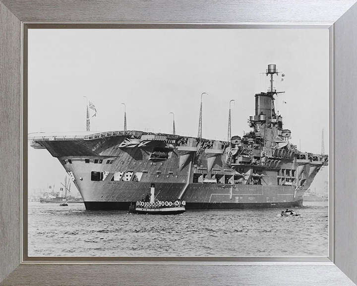 HMS Ark Royal (91) Royal Navy Aircraft Carrier At Anchor Photo Print Wall Art Decor Posters, Prints, & Visual Artwork Hampshire Prints 10 x 8 Silver Frame No