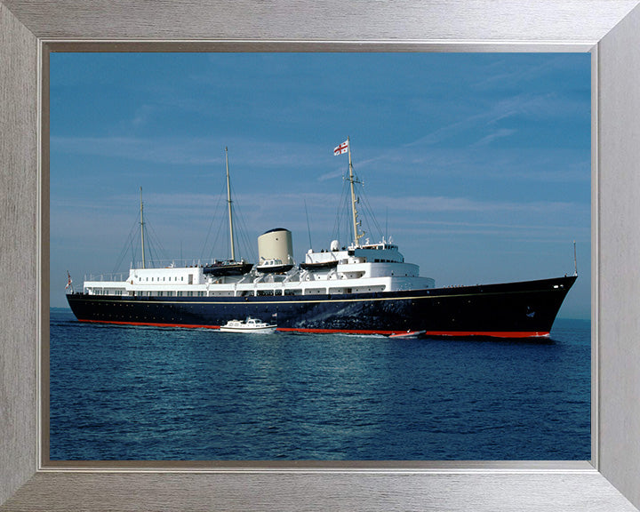 HMY Britannia Photo Print - Starboard View - Royal Navy - Royal Yacht Hampshire Prints 10 x 8 Silver Frame No