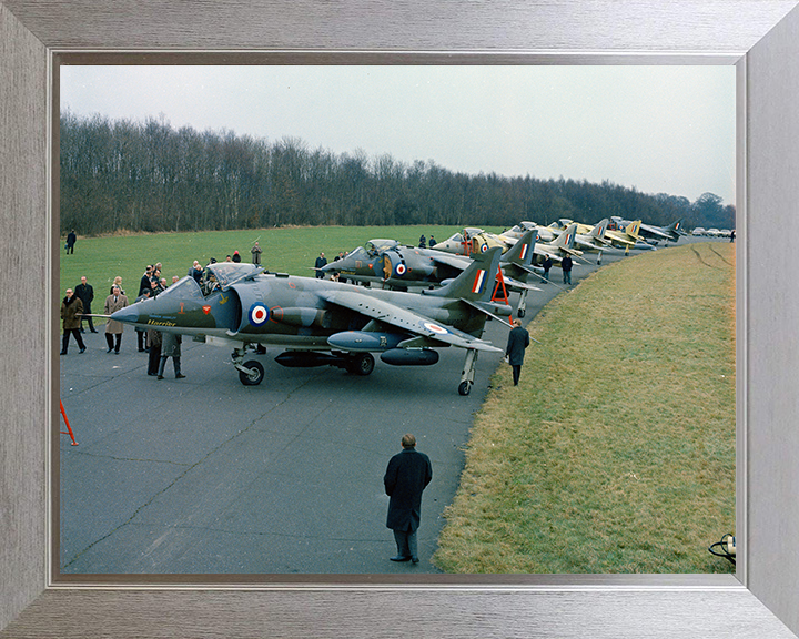 Six Pre-production Hawker Siddeley Harrier GR1s Photo Print - Royal Air Force Aircraft Hampshire Prints 10 x 8 Silver Frame No