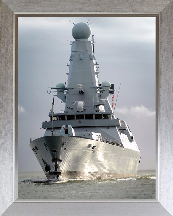 HMS Dauntless (D33) Photo Print - Off Portsmouth 2009 - Royal Navy Type 45 Destroyer Hampshire Prints 10 x 8 Silver Frame No