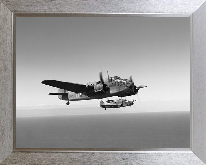 RAF Bristol Beaufort Mark Is in Formation Photo Print - Royal Air Force Aircraft Hampshire Prints 10 x 8 Silver Frame No