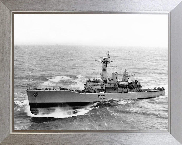 HMS Juno (F52) Photo Print - At Sea - Royal Navy Leander Class Frigate Hampshire Prints 10 x 8 Silver Frame No