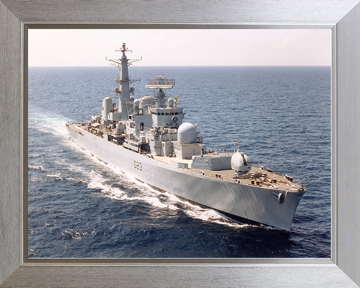 HMS Bristol (D23) Royal Navy Type 82 Destroyer High Starboard Bow View Photo Print Wall Art Decor Posters, Prints, & Visual Artwork Hampshire Prints 10 x 8 Silver Frame No