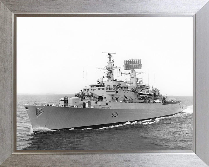 HMS Norfolk (D21) Photo Print - Low Port Side View - Royal Navy County Class Destroyer Hampshire Prints 10 x 8 Silver Frame No