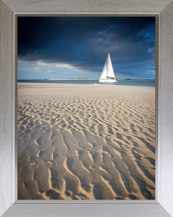 A Yacht passing Hayling Island beach Hampshire Photo Print - Canvas - Framed Photo Print - Hampshire Prints