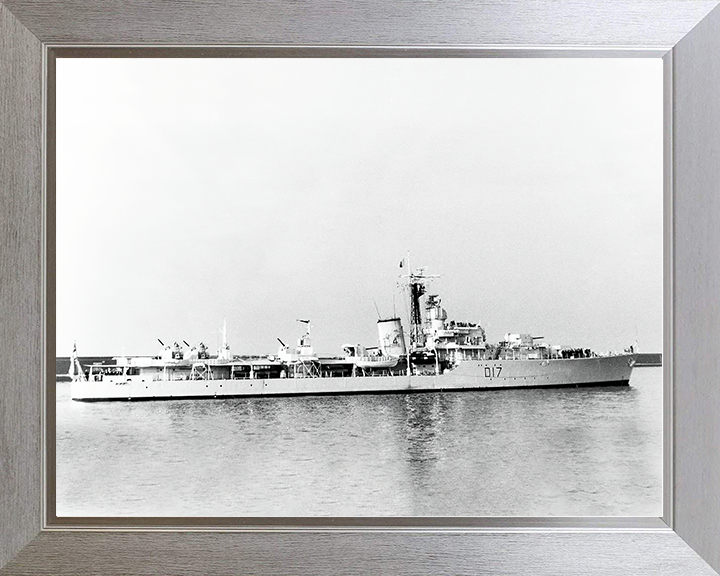 HMS Alamein (D17) Royal Navy Battle Class Destroyer Starboard View Photo Print Wall Art Naval Decor Posters, Prints, & Visual Artwork Hampshire Prints 10 x 8 Silver Frame No