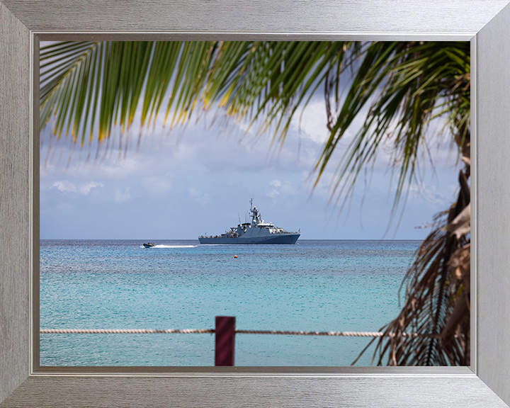 HMS Trent (P224) Photo Print - Cayman Islands - Royal Navy River Class Patrol Vessel Hampshire Prints 10 x 8 Silver Frame No