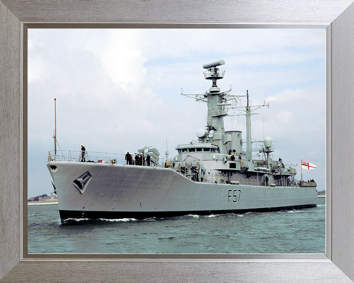 HMS Andromeda (F57) Royal Navy Leander Class Frigate Port Bow View Photo Print Wall Art Decor Posters, Prints, & Visual Artwork Hampshire Prints 10 x 8 Silver Frame No