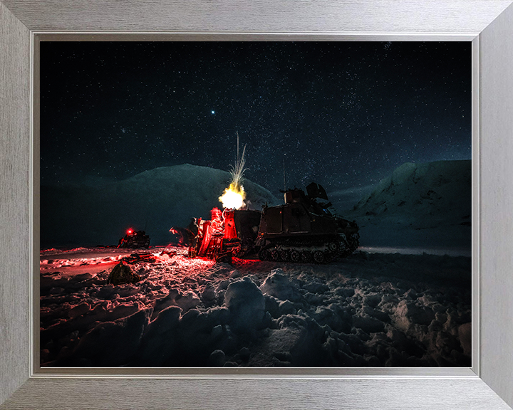 Royal Marine Commando Mortar Team Fire under Stars Photo Print 45 Commando Marines Wall Art Military Decor Posters, Prints, & Visual Artwork Hampshire Prints 10 x 8 Silver Frame No
