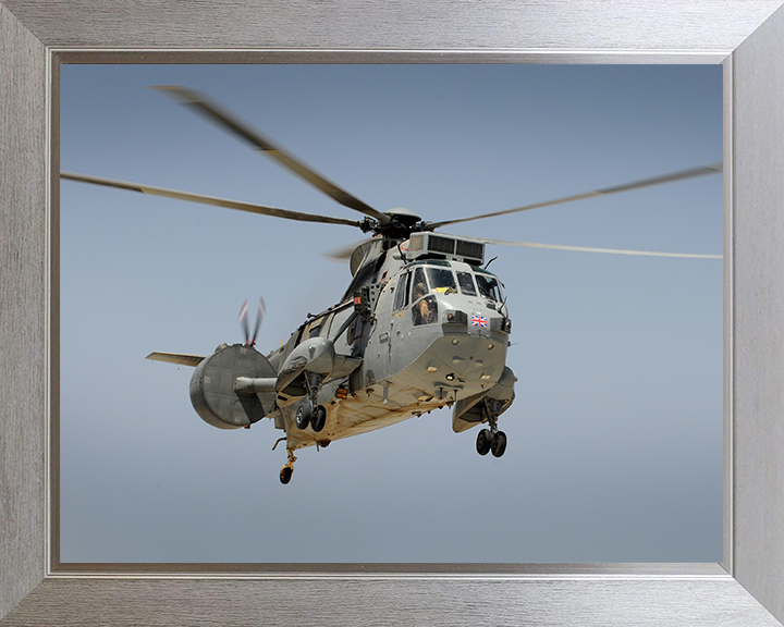 Sea King Helicopter Flying Over Afghanistan 2011 Photo Print - Royal Navy Aircraft Posters, Prints, & Visual Artwork Hampshire Prints 10 x 8 Silver Frame No
