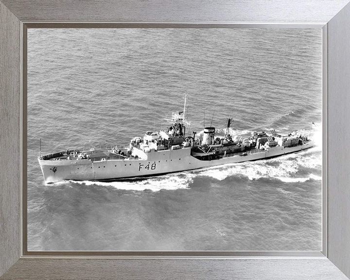 HMS Dundas (F48) Royal Navy Blackwood Class Frigate High Port Side View Photo Print Wall Art Decor Posters, Prints, & Visual Artwork Hampshire Prints 10 x 8 Silver Frame No