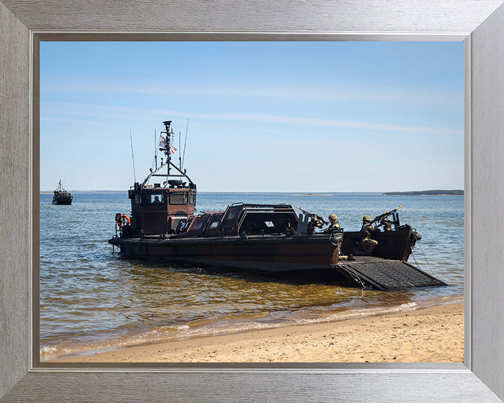 Royal Marine Commandos with Landing Craft Photo Print - 45 Commando Hampshire Prints 10 x 8 Silver Frame No