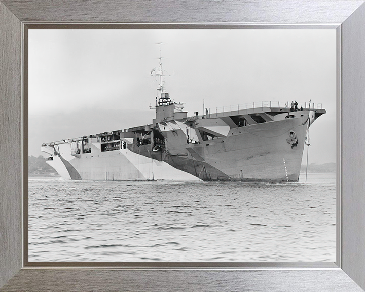 HMS Activity (D94) Royal Navy Escort Carrier Photo Print Starboard Bow View Warship Wall Art Posters, Prints, & Visual Artwork Hampshire Prints 10 x 8 Silver Frame No