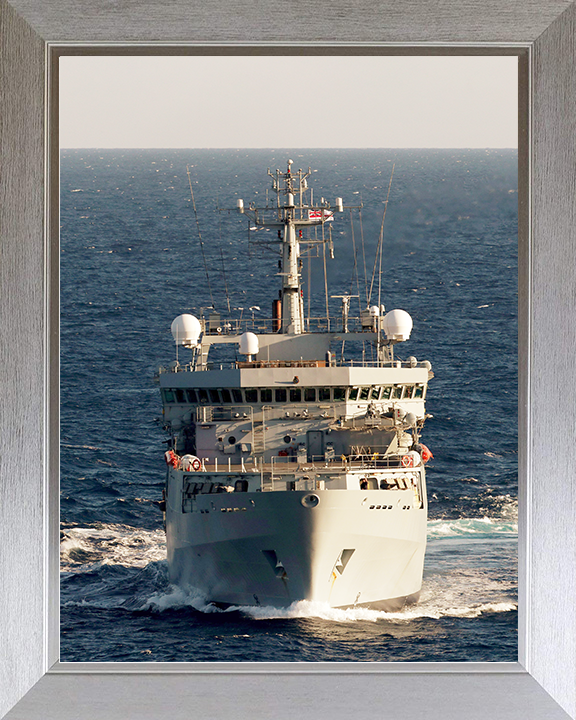 HMS Echo (H87) Royal Navy Echo Class Survey Vessel Bow View Photo Print Wall Art Decor Posters, Prints, & Visual Artwork Hampshire Prints 10 x 8 Silver Frame No