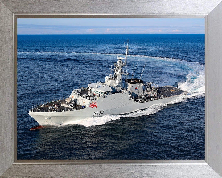 HMS Tamar (P233) Photo Print - Starboard Turn - Royal Navy River Class Patrol Vessel Hampshire Prints 10 x 8 Silver Frame No