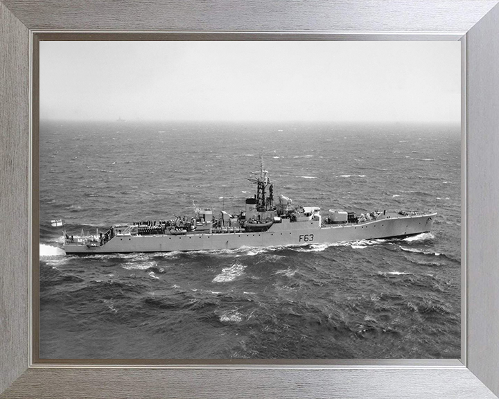 HMS Scarborough (F63) Photo Print - At Sea 1960 - Royal Navy Whitby Class Frigate Posters, Prints, & Visual Artwork Hampshire Prints 10 x 8 Silver Frame No