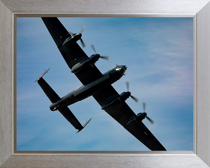 RAF Avro Lancaster in flight Close up Photo Print - Royal Air Force Aircraft Hampshire Prints 10 x 8 Silver Frame No