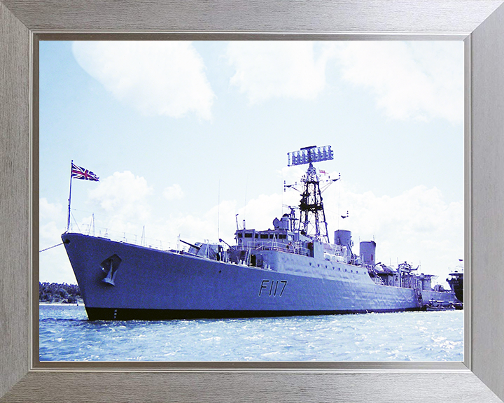 HMS Ashanti (F117) Royal Navy Tribal Class Frigate At A Buoy Photo Print Wall Art Decor Posters, Prints, & Visual Artwork Hampshire Prints 10 x 8 Silver Frame No