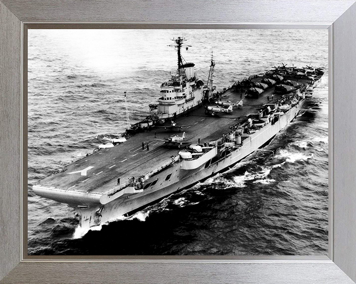 HMS Illustrious (87) Photo Print - Port Bow View - Royal Navy Illustrious Class Aircraft Carrier Hampshire Prints 10 x 8 Silver Frame No