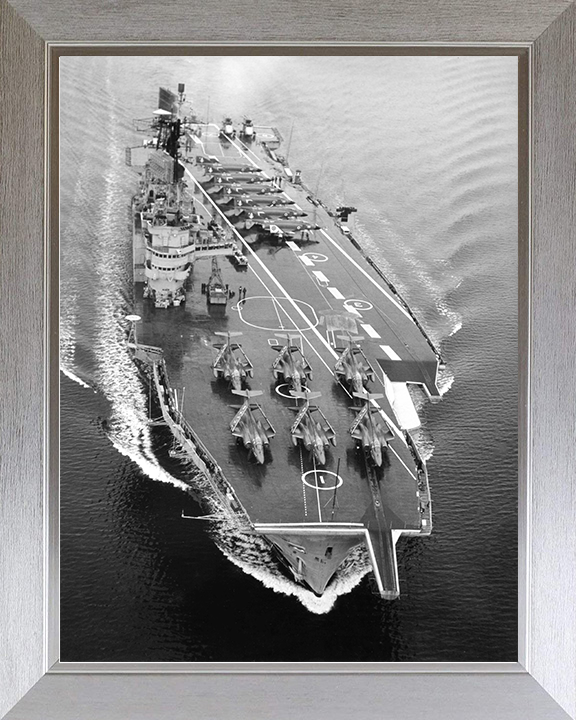 HMS Ark Royal (R09) Royal Navy Audacious Class Aircraft Carrier From the Air Photo Print Wall Art Decor Posters, Prints, & Visual Artwork Hampshire Prints 10 x 8 Silver Frame No