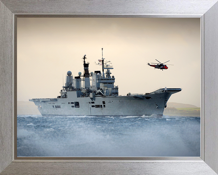 HMS Ark Royal (R07) Royal Navy Invincible Class Aircraft Carrier Off Scotland 2010 Photo Print Wall Art Decor Posters, Prints, & Visual Artwork Hampshire Prints 10 x 8 Silver Frame No