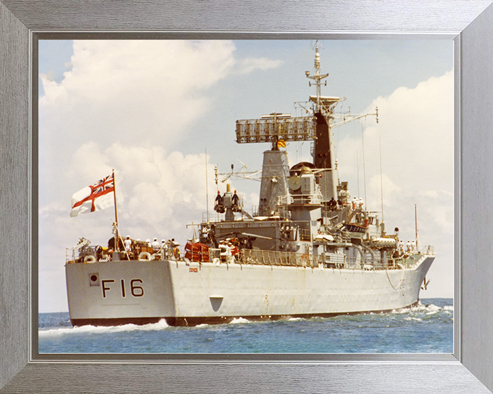 HMS Diomede (F16) Royal Navy Leander Class Frigate Starboard Quarter View Photo Print Wall Art Decor Posters, Prints, & Visual Artwork Hampshire Prints 10 x 8 Silver Frame No