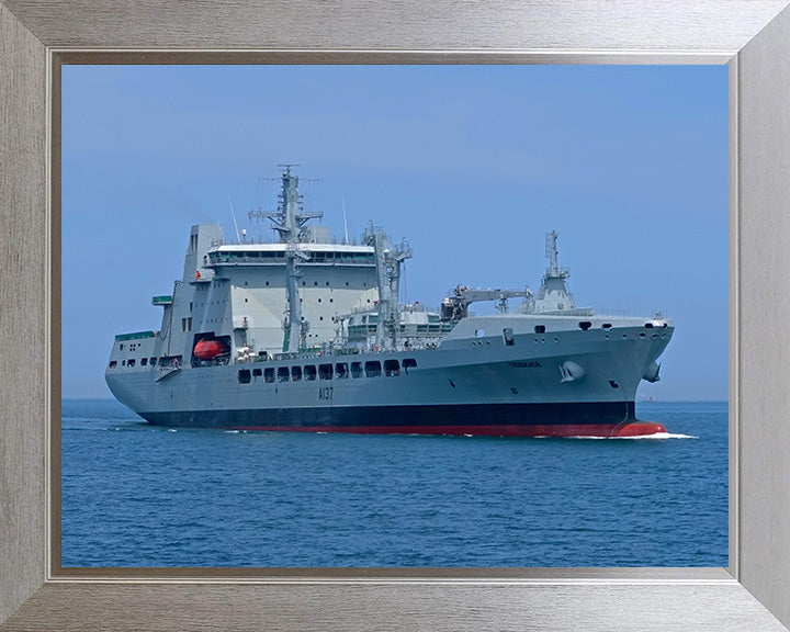 RFA Tiderace (A137) Photo Print - Low Starboard View - Royal Fleet Auxiliary Tide Class Tanker Hampshire Prints 10 x 8 Silver Frame No