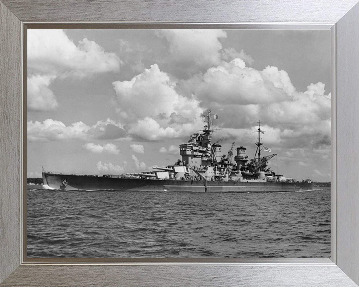 HMS Howe (32) Photo Print - Auckland 1945 - Royal Navy King George V Class Battleship Hampshire Prints 10 x 8 Silver Frame No